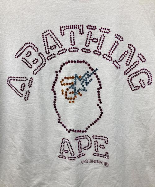 A BATHING APE（ア ベイシング エイプ）A BATHING APE (ア ベイシング エイプ) スワロフスキーTシャツ ホワイト サイズ:XSの古着・服飾アイテム