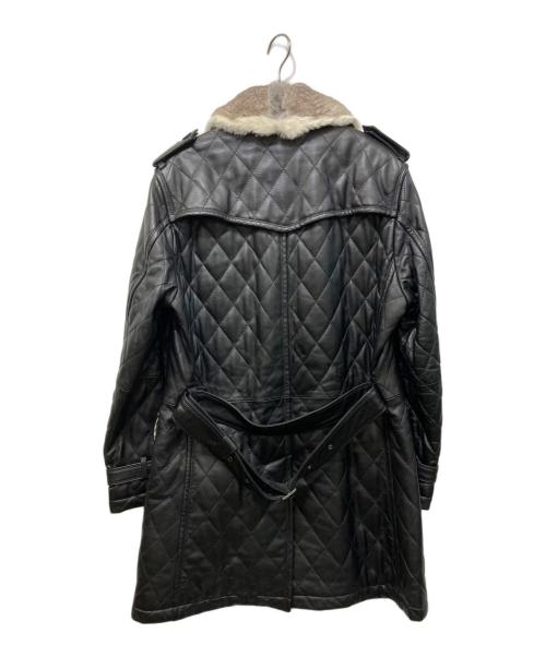 BURBERRY BLACK LABEL（バーバリーブラックレーベル）BURBERRY BLACK LABEL (バーバリーブラックレーベル) ラビットファー付レザーキルティングコート ブラック サイズ:Mの古着・服飾アイテム