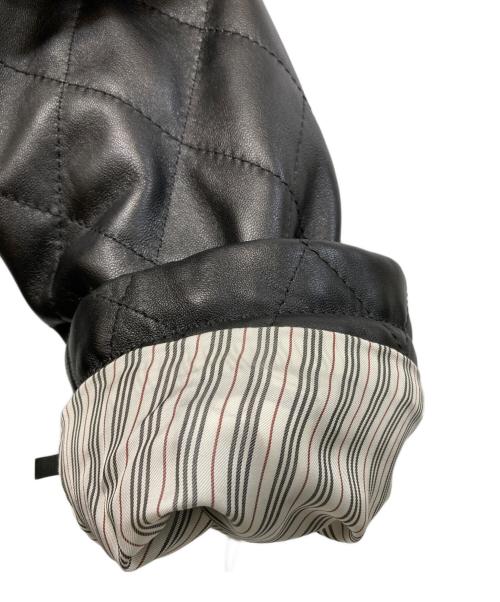 BURBERRY BLACK LABEL（バーバリーブラックレーベル）BURBERRY BLACK LABEL (バーバリーブラックレーベル) ラビットファー付レザーキルティングコート ブラック サイズ:Mの古着・服飾アイテム