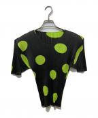 PLEATS PLEASEプリーツプリーズ）の古着「ドットプリーツカットソー」｜ブラック×グリーン