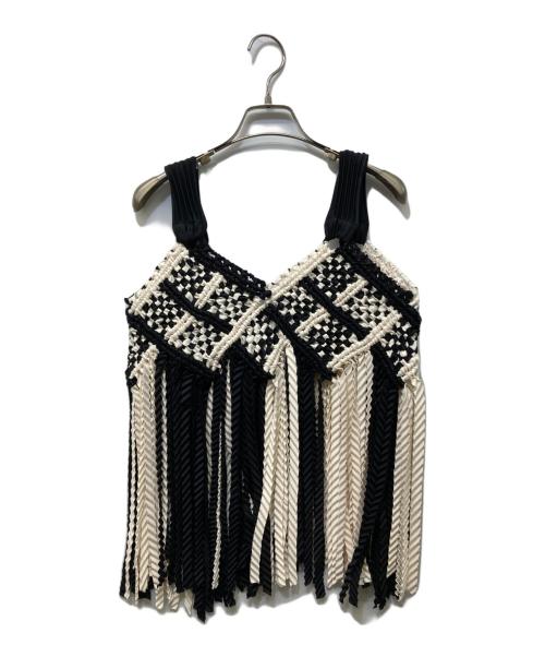 kotohayokozawa（コトハヨコザワ）kotohayokozawa (コトハヨコザワ) MACRAME TOP ブラック×ホワイト サイズ:Freeの古着・服飾アイテム