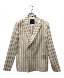 T-JACKET By TONELLO（ティージャケット バイ トネッロ）の古着「ストライプダブルジャケット」｜ホワイト×ブラウン