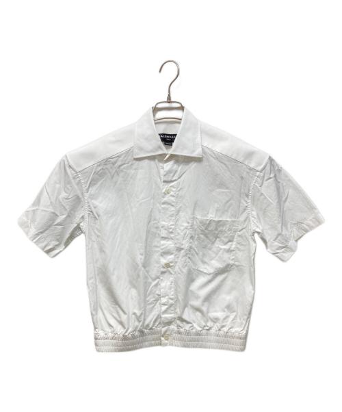 BALENCIAGA（バレンシアガ）BALENCIAGA (バレンシアガ) ウエストギャザークロップド半袖シャツ ホワイト サイズ:37の古着・服飾アイテム