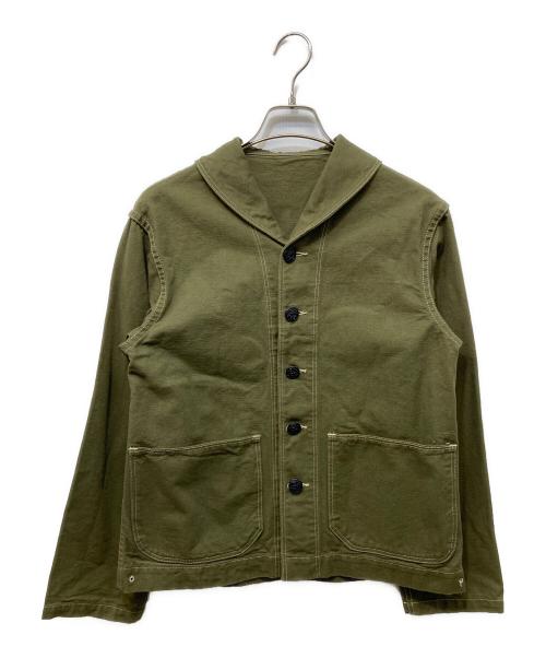 TCB jeans（ティーシービー ジーンズ）TCB jeans (ティーシービー ジーンズ) SEAMENS Jumpers ショールカラーカバーオール オリーブ サイズ:36の古着・服飾アイテム