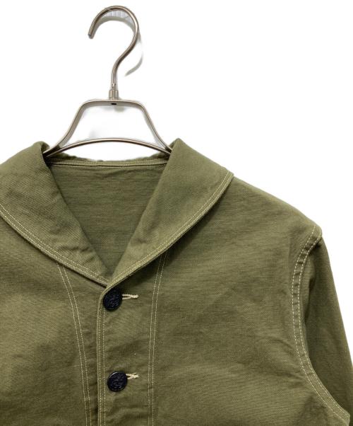 TCB jeans（ティーシービー ジーンズ）TCB jeans (ティーシービー ジーンズ) SEAMENS Jumpers ショールカラーカバーオール オリーブ サイズ:36の古着・服飾アイテム