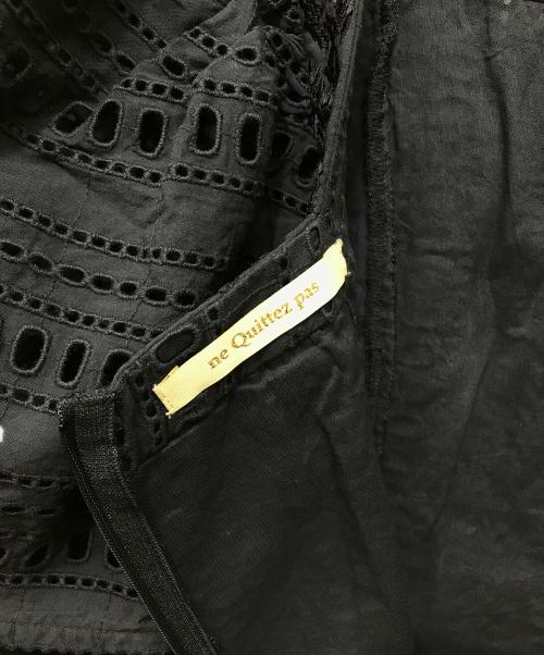 ne quittez pas（ヌキテパ）ne quittez pas (ヌキテパ) Stripe Cutwork Short Sleeve Dress ネイビー サイズ:Mの古着・服飾アイテム