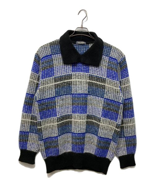 ISSEY MIYAKE MEN（イッセイミヤケメン）ISSEY MIYAKE MEN (イッセイミヤケメン) OLD 襟付ニット グレー×ブルー サイズ:Freeの古着・服飾アイテム