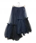 VIVIANOヴィヴィアーノ）の古着「アシンメトリーチュールスカート」｜ネイビー