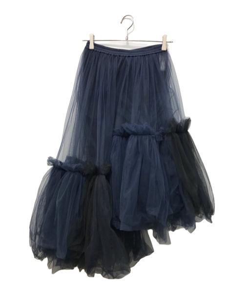 VIVIANO（ヴィヴィアーノ）VIVIANO (ヴィヴィアーノ) アシンメトリーチュールスカート ネイビー サイズ:Freeの古着・服飾アイテム