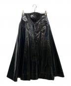 FETICOフェティコ）の古着「Flared Faux Leather Midi Skirt」｜ブラック
