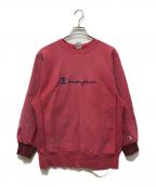 Championチャンピオン）の古着「スクリプトロゴリバースウィーブスウェット」｜レッド