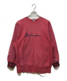 Champion（チャンピオン）の古着「スクリプトロゴリバースウィーブスウェット」｜レッド