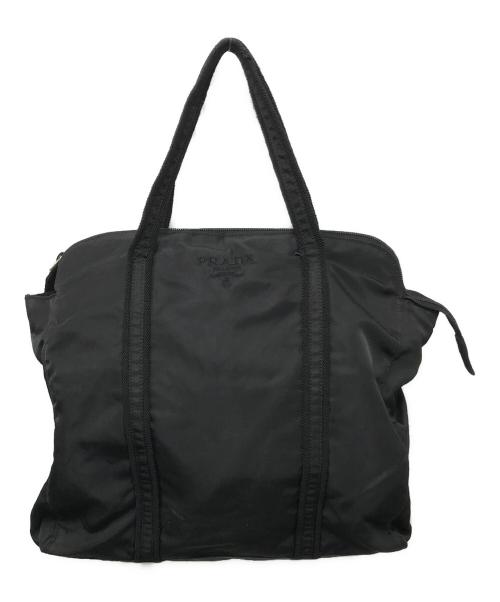 PRADA（プラダ）PRADA (プラダ) ロゴ刺繍ナイロンハンドバッグ ブラックの古着・服飾アイテム