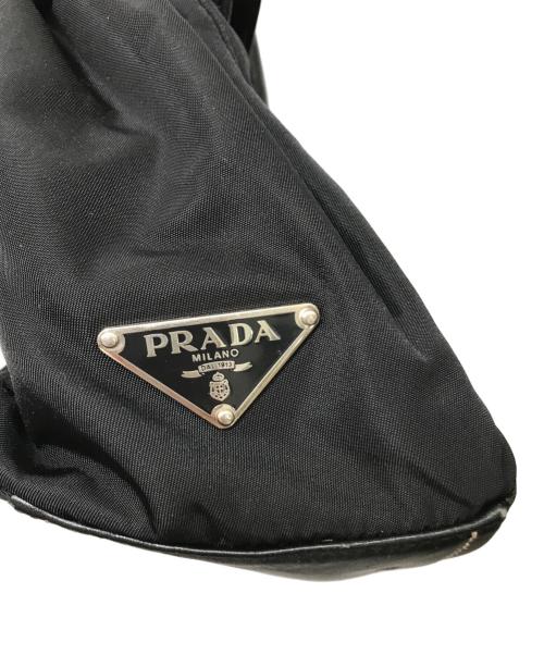 PRADA（プラダ）PRADA (プラダ) レザーフラップナイロンハンドバッグ ブラックの古着・服飾アイテム