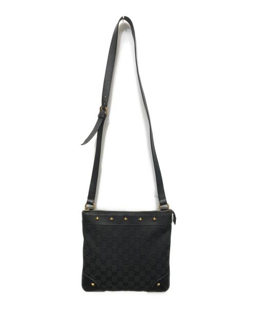 GUCCI（グッチ）GUCCI (グッチ) GGキャンバス ショルダーバッグ ブラックの古着・服飾アイテム