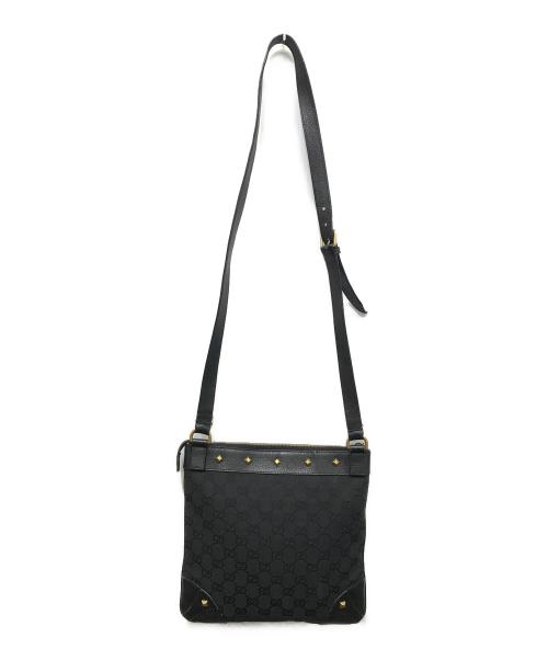 GUCCI（グッチ）GUCCI (グッチ) GGキャンバス ショルダーバッグ ブラックの古着・服飾アイテム