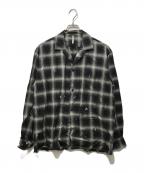 SUS-SOUSシュス）の古着「distressed ombre check shirt」｜グレー×ブラック