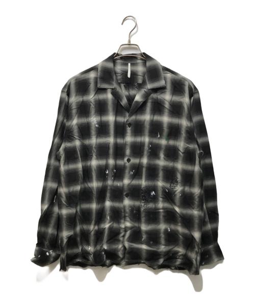SUS-SOUS（シュス）SUS-SOUS (シュス) distressed ombre check shirt グレー×ブラック サイズ:5の古着・服飾アイテム