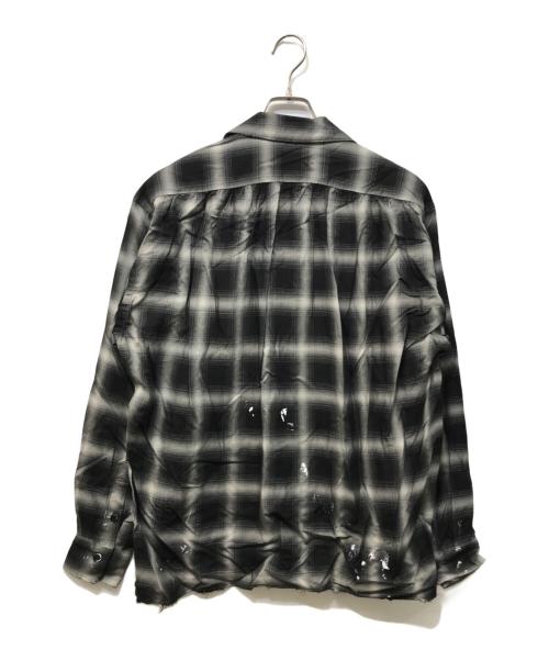 SUS-SOUS（シュス）SUS-SOUS (シュス) distressed ombre check shirt グレー×ブラック サイズ:5の古着・服飾アイテム