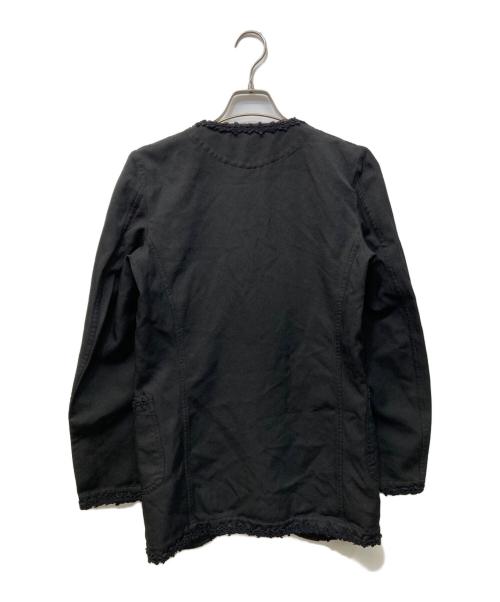 BLACK COMME des GARCONS（ブラックコムデギャルソン）BLACK COMME des GARCONS (ブラックコムデギャルソン) ポリ縮絨パイピングノーカラージャケット ブラック サイズ:Sの古着・服飾アイテム