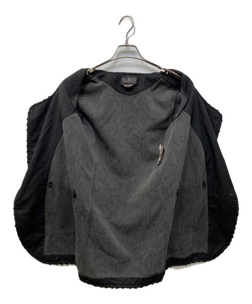 BLACK COMME des GARCONS（ブラックコムデギャルソン）BLACK COMME des GARCONS (ブラックコムデギャルソン) ポリ縮絨パイピングノーカラージャケット ブラック サイズ:Sの古着・服飾アイテム