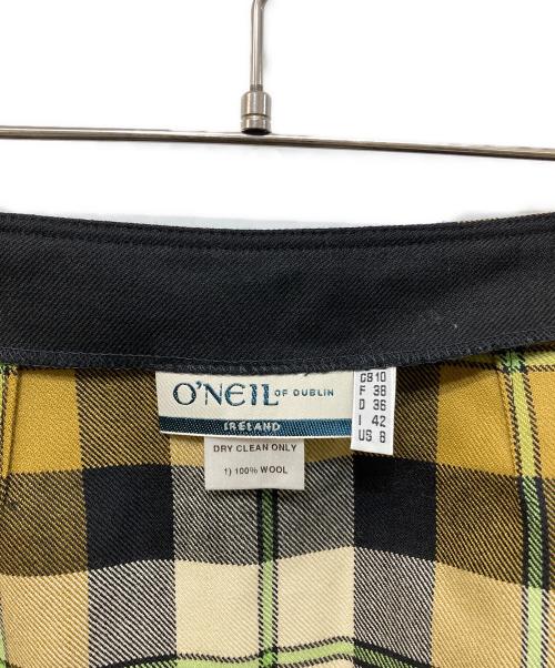 O'NEIL OF DUBLIN（オニールオブダブリン）O'NEIL OF DUBLIN (オニールオブダブリン) チェックキルトロングスカート イエロー×ブラック サイズ:38の古着・服飾アイテム