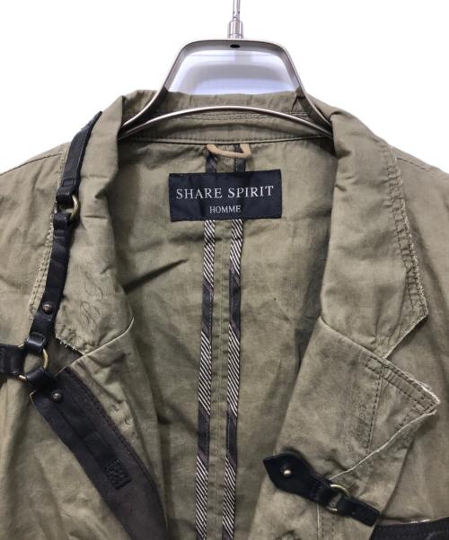 SHARE SPIRIT（シェアスピリット）SHARE SPIRIT (シェアスピリット) レザードッキング1Bジャケット カーキ サイズ:48の古着・服飾アイテム