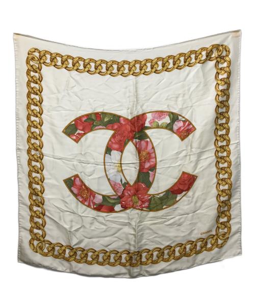 CHANEL（シャネル）CHANEL (シャネル) ココマーク チェーン柄スカーフ ベージュの古着・服飾アイテム