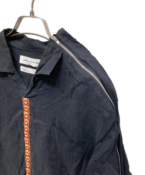 COMME des GARCONS SHIRT（コムデギャルソンシャツ）COMME des GARCONS SHIRT (コムデギャルソンシャツ) デザインリネンシャツ ブラック サイズ:Sの古着・服飾アイテム