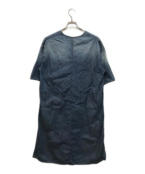 MM6 Maison Margiela（エムエムシックスメゾンマルジェラ）MM6 Maison Margiela (エムエムシックスメゾンマルジェラ) 半袖 Vネック デニム ドレス インディゴ サイズ:38の古着・服飾アイテム
