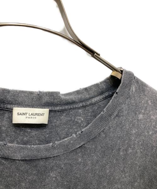 Saint Laurent Paris（サンローランパリ）Saint Laurent Paris (サンローランパリ) ダメージ加工Tシャツ グレー サイズ:Sの古着・服飾アイテム