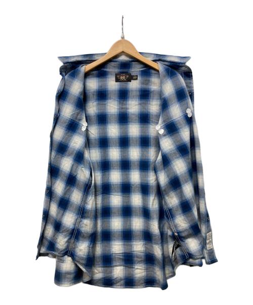 RRL（ダブルアールエル）RRL (ダブルアールエル) オンブレチェックウエスタンシャツ ブルー サイズ:XLの古着・服飾アイテム