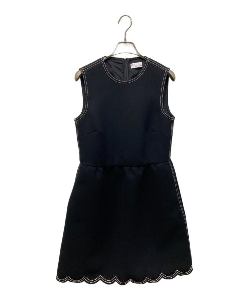 RED VALENTINO（レッドヴァレンティノ）RED VALENTINO (レッドヴァレンティノ) ステッチノースリーブワンピース ブラック サイズ:42の古着・服飾アイテム
