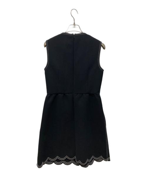RED VALENTINO（レッドヴァレンティノ）RED VALENTINO (レッドヴァレンティノ) ステッチノースリーブワンピース ブラック サイズ:42の古着・服飾アイテム