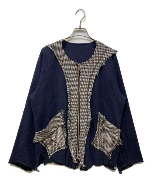 sulvam（サルバム）sulvam (サルバム) NO COLLAR JERSEY BLOUSON ネイビー サイズ:Mの古着・服飾アイテム