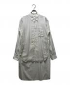 COMME des GARCONS SHIRTコムデギャルソンシャツ）の古着「ストライプ 切替 ロングシャツ」｜ホワイト