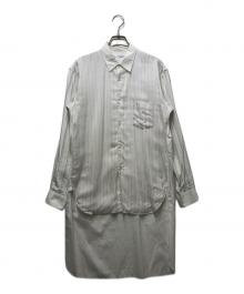 COMME des GARCONS SHIRT（コムデギャルソンシャツ）の古着「ストライプ 切替 ロングシャツ」｜ホワイト