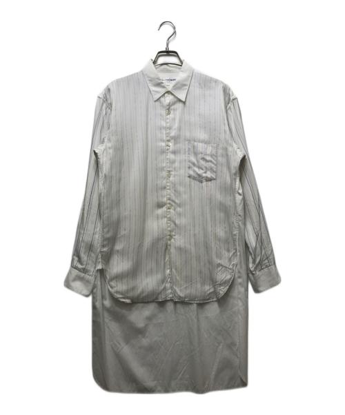 COMME des GARCONS SHIRT（コムデギャルソンシャツ）COMME des GARCONS SHIRT (コムデギャルソンシャツ) ストライプ 切替 ロングシャツ ホワイト サイズ:Sの古着・服飾アイテム