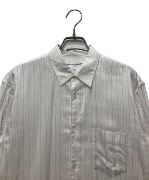 COMME des GARCONS SHIRT（コムデギャルソンシャツ）COMME des GARCONS SHIRT (コムデギャルソンシャツ) ストライプ 切替 ロングシャツ ホワイト サイズ:Sの古着・服飾アイテム