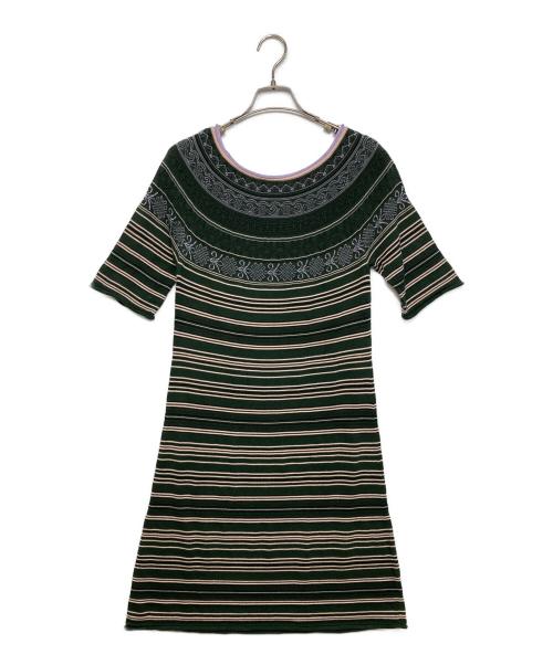 HaaT（ハート）HaaT (ハート) サマーニットデザインワンピース グリーン サイズ:SIZE 2の古着・服飾アイテム