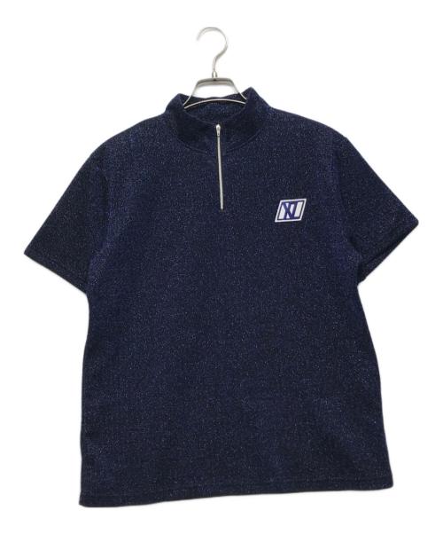 XANDER ZHOU（ザンダーゾウ）XANDER ZHOU (ザンダーゾウ) ラメジップポロシャツ ネイビー サイズ:50の古着・服飾アイテム
