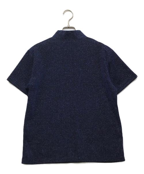 XANDER ZHOU（ザンダーゾウ）XANDER ZHOU (ザンダーゾウ) ラメジップポロシャツ ネイビー サイズ:50の古着・服飾アイテム