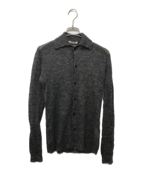 AURALEE（オーラリー）AURALEE (オーラリー) KID MOHAIR SHEER KNIT SHIRT CARDIGAN グレー サイズ:1の古着・服飾アイテム