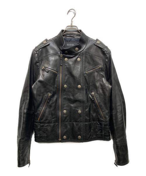 GUCCI（グッチ）GUCCI (グッチ) スタンドカラーライダースジャケット ブラック サイズ:50の古着・服飾アイテム