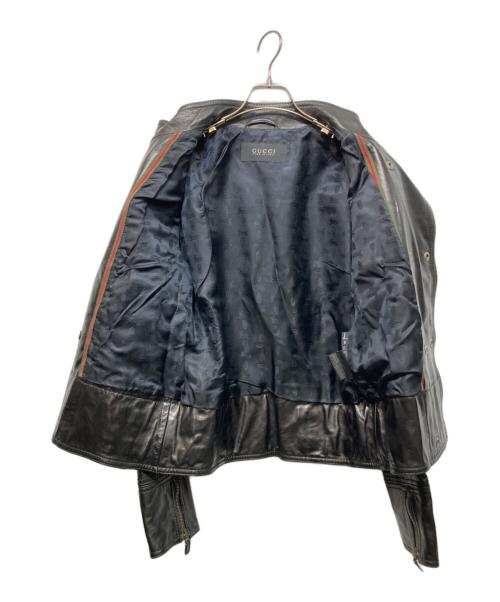 GUCCI（グッチ）GUCCI (グッチ) スタンドカラーライダースジャケット ブラック サイズ:50の古着・服飾アイテム