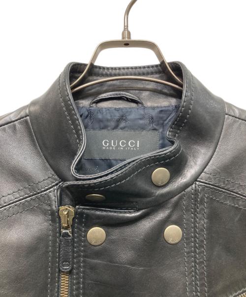 GUCCI（グッチ）GUCCI (グッチ) スタンドカラーライダースジャケット ブラック サイズ:50の古着・服飾アイテム
