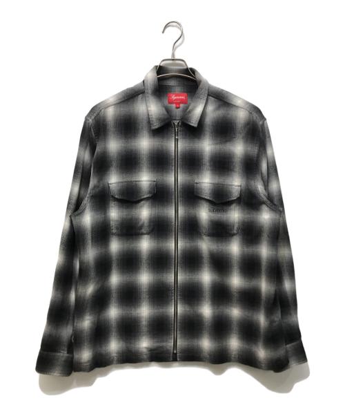SUPREME（シュプリーム）Supreme (シュプリーム) SHADOW PLAID FLANNEL ZIP SHIRT グレー サイズ:Lの古着・服飾アイテム