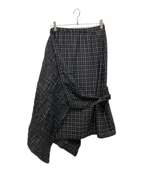 HaaT（ハート）Haat (ハート) 変形 チェック ロングスカート ブラック サイズ:3の古着・服飾アイテム