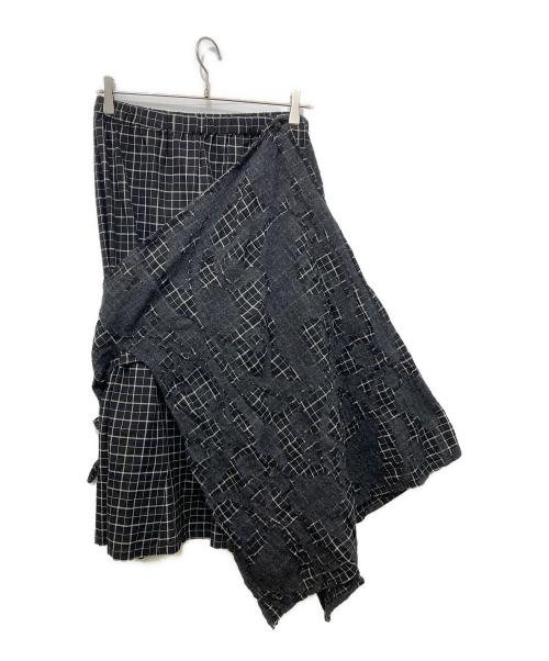 HaaT（ハート）Haat (ハート) 変形 チェック ロングスカート ブラック サイズ:3の古着・服飾アイテム