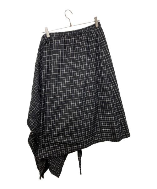 HaaT（ハート）Haat (ハート) 変形 チェック ロングスカート ブラック サイズ:3の古着・服飾アイテム